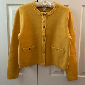 J. Crew Cotton Lady Jacket Cardigan Sweater, Yellow/Gold, M, NWT